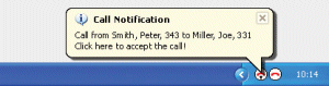 Screenshot: Call notification in system tray