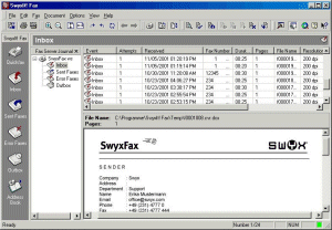 Screenshot of SwyxFax Client